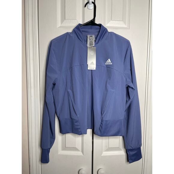 NEW Adidas Cropped Track Jacket Full Zip Purple Lilac Womens Size Medium - Picture 1 of 5